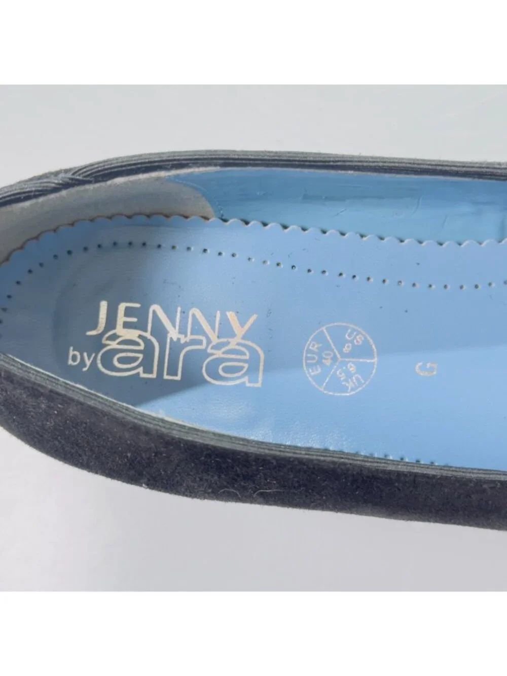 Jenny By Ara Navy Blue Suede Flat Shoes With Fringe Detail Size 9 US Comfortable